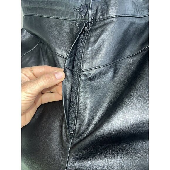Vintage Ruth Wagner Leather Pants Straight Leg Tapered New Wave Retro Size 6 1C - Picture 10 of 12